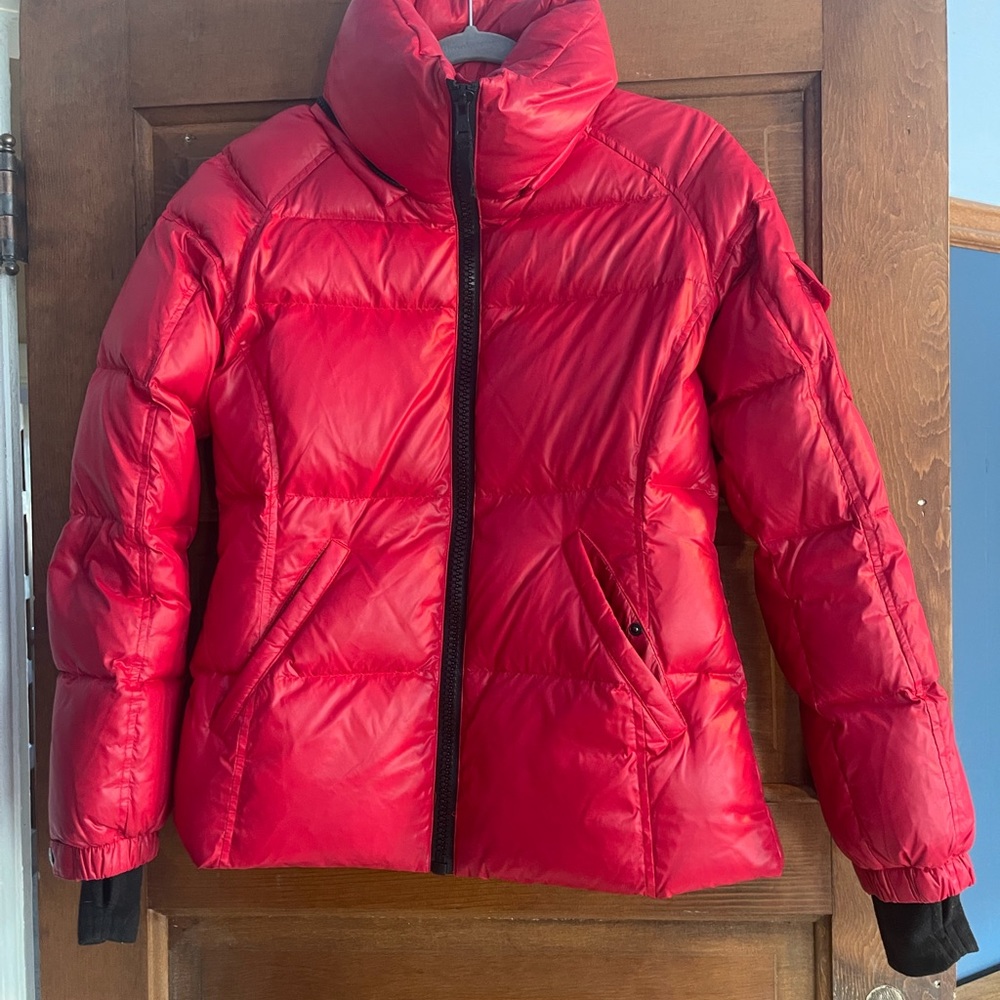 SAM red puffer coat
